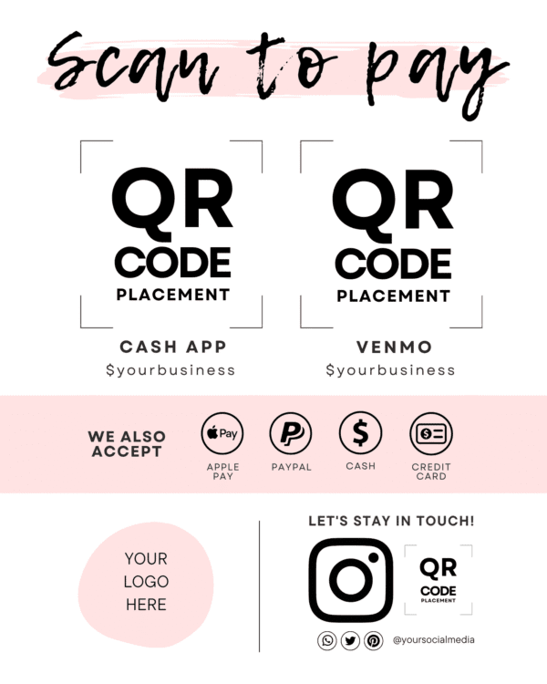 Scan to Pay Template | Editable Canva QR Code Sign - Image 2
