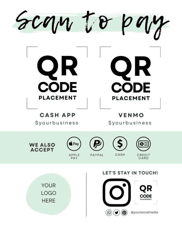 Scan to Pay Template | Editable Canva QR Code Sign - Image 3