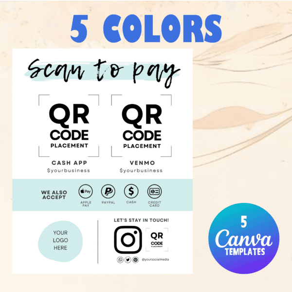Scan to Pay Template | Editable Canva QR Code Sign