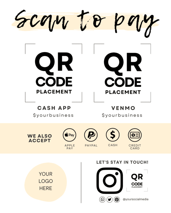 Scan to Pay Template | Editable Canva QR Code Sign - Image 5