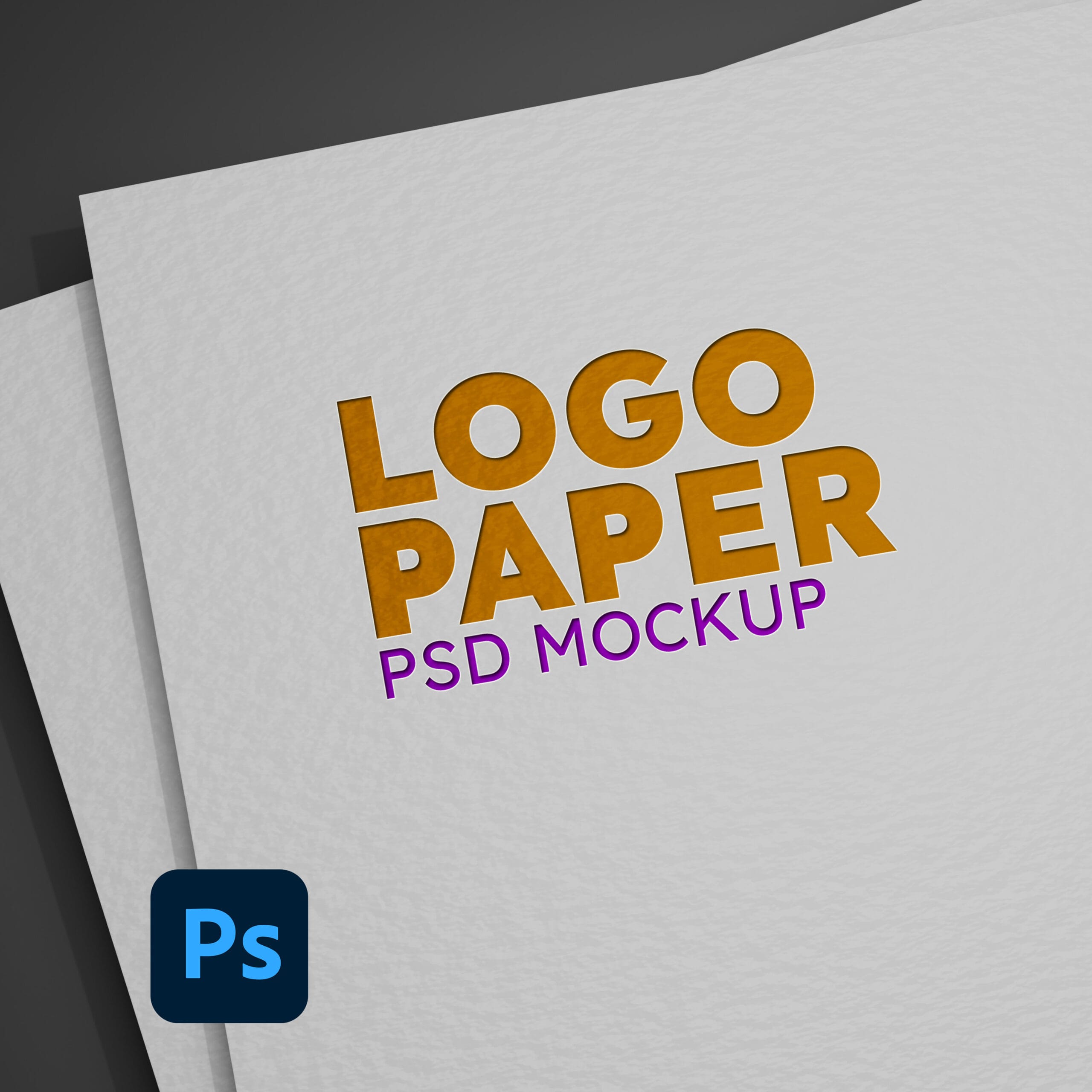3D mockup paper logo PSD
