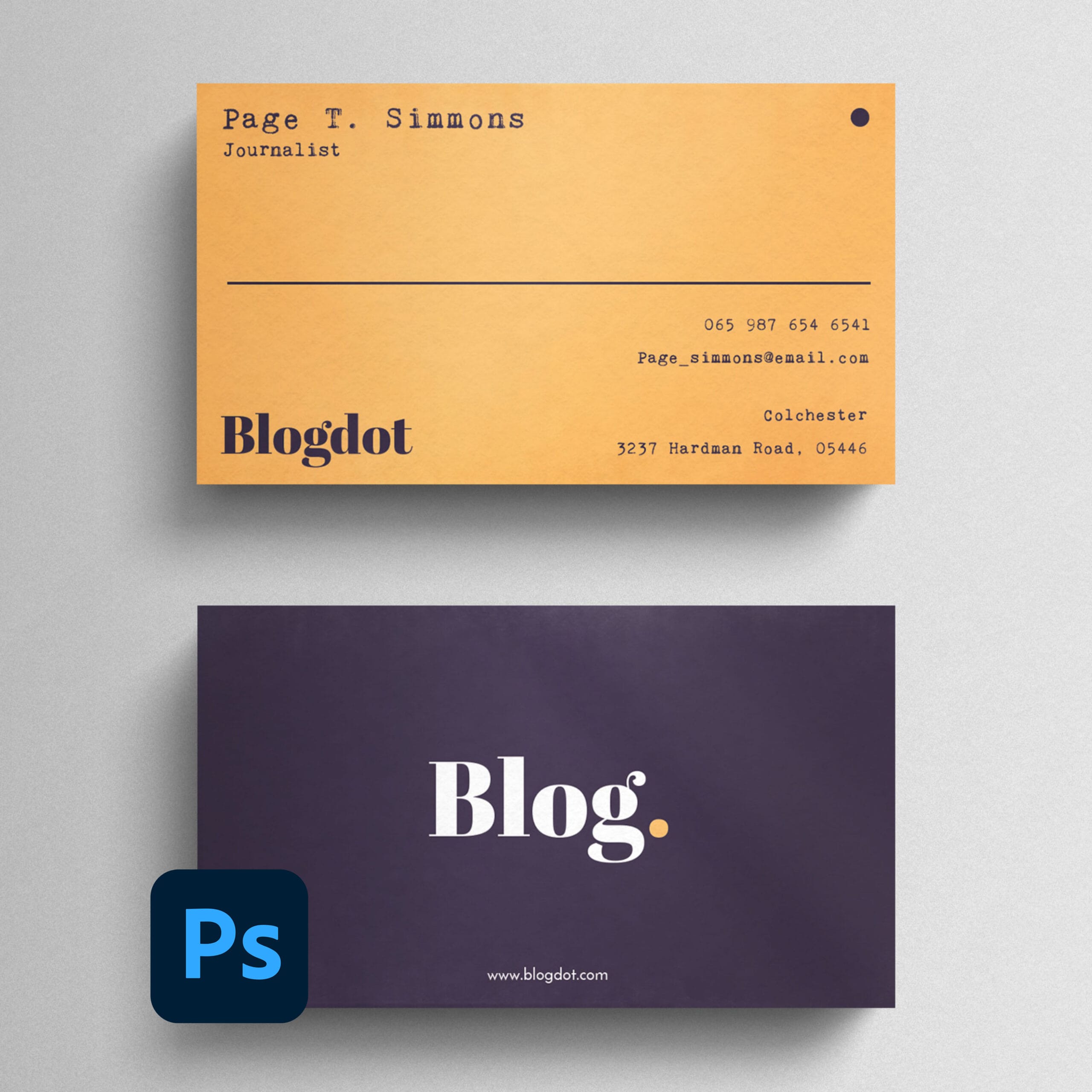 3D blogger business card mockup PSD